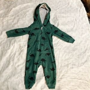 Carter's 1 Piece Hoodie Green with Dinosaurs ( 12 Months)